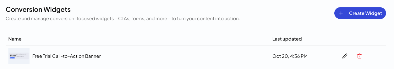 Your widgets